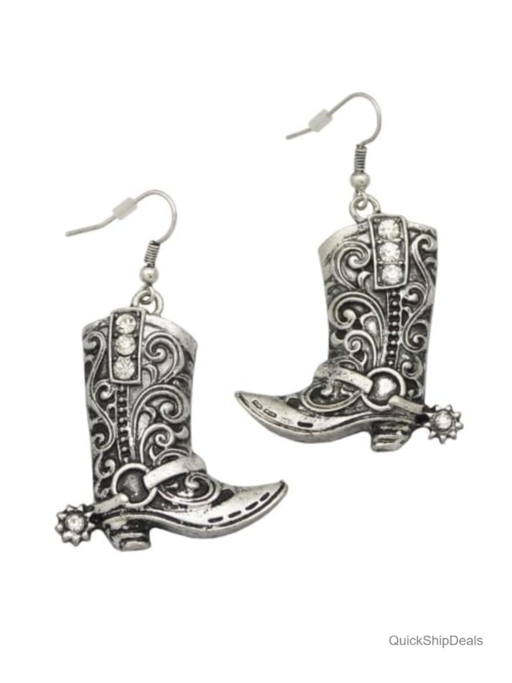 Western Cowgirl Boots Dangle Drop Earrings Rhinestone Rodeo Costume Jewelry